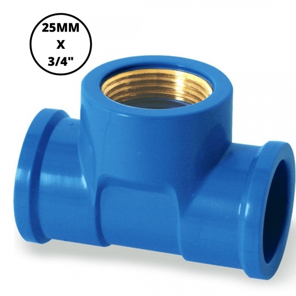 Tê Soldável com Bucha de Latão Água Fria 25 mm x 3/4 pol. Krona 0505