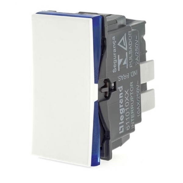 Interruptor Pulsador para Iluminação 2 A 250 V Branco com Borne Automático Pial Plus+ 611013BC Pial Legrand