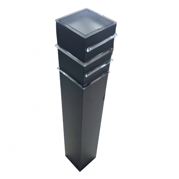Poste Balizador Tubo 3 30 cm para 1 Lâmpada E27 Preto PA-9030 Ideal Iluminação