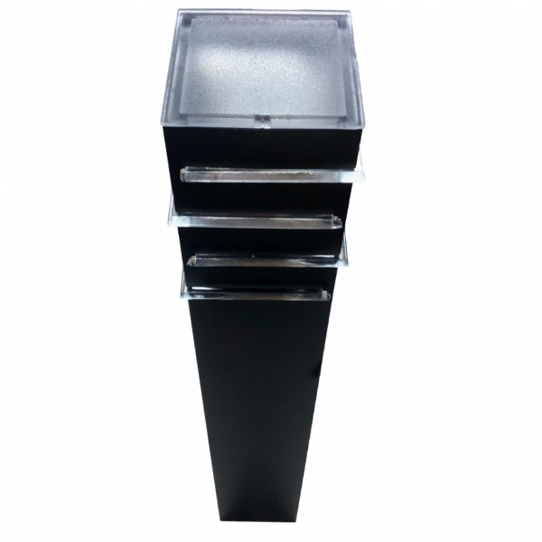 Poste Balizador Tubo 3 50 cm para 1 Lâmpada E27 Preto PA-9050 Ideal Iluminação