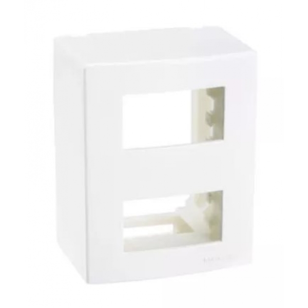 Caixa de Sobrepor 95 x 75 mm para 2 Módulos com Suporte Branca Sleek Margirius