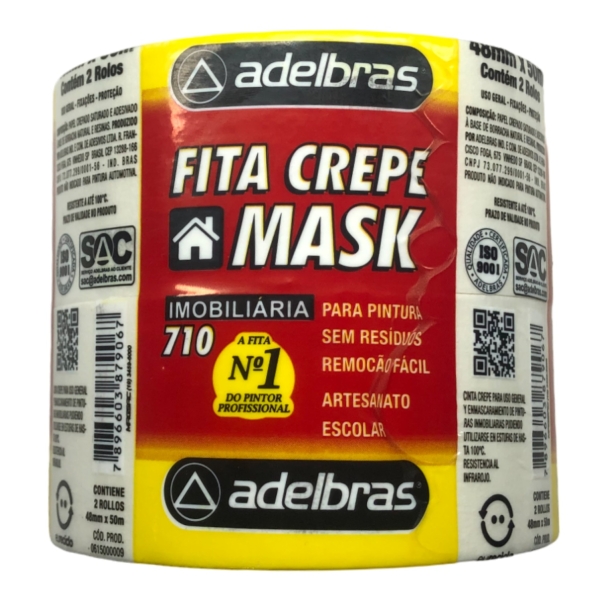 Fita Adesiva Crepe Papel Larga 48 mm x 50 m Uso Geral Elétrica Bichuette