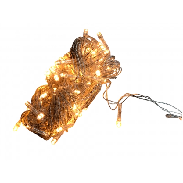 Luz LED Natal 100 LEDs Quente 8 Funções Fio Transparente 10 m 127 V Elétrica Bichuette