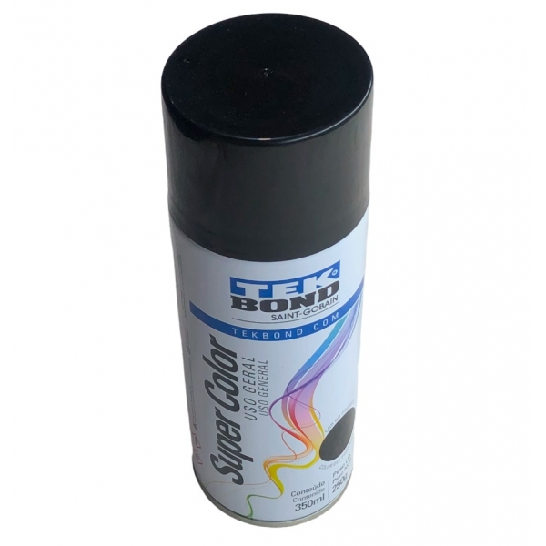 Tinta Spray Uso Geral 350 ml Preto Brilhante Tekbond