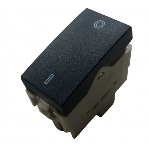 Interruptor Bipolar Simples 10 A Preto Ebony Clean PA016517 Margirius