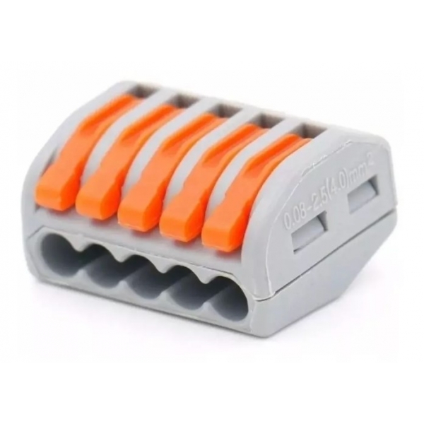 Conector de Emenda Rápida com Alavanca 5 Vias Cinza 66003 Lukma
