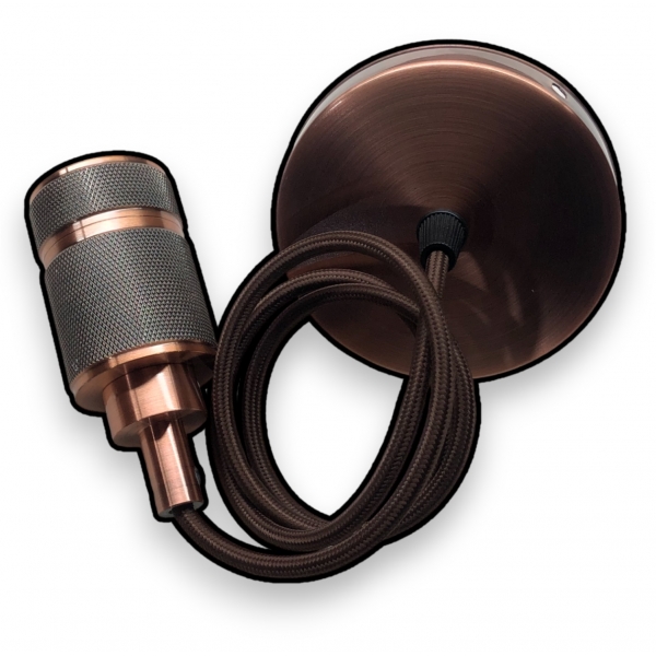 Pendente Luxo Detalhado em Alumínio Bronze e Vermelho E27 Cabo 1 m Galaxy 3713