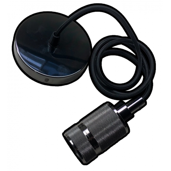 Pendente Luxo Detalhado em Alumínio Preto e Pérola E27 Cabo 1 m Galaxy 3715