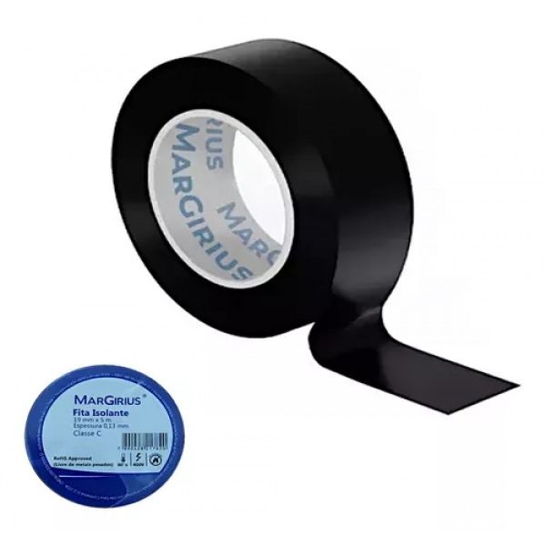 Fita Isolante 19 mm x 20 m Preta Margirius