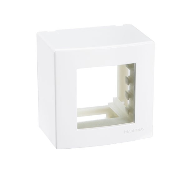 Caixa de Sobrepor 75 x 75 mm para 2 Módulos Juntos com Suporte Branca Sleek Margirius