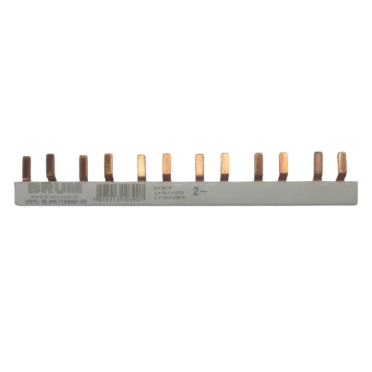 Barramento Pente 2 x 12 Pinos 63 A BRB12D Brum