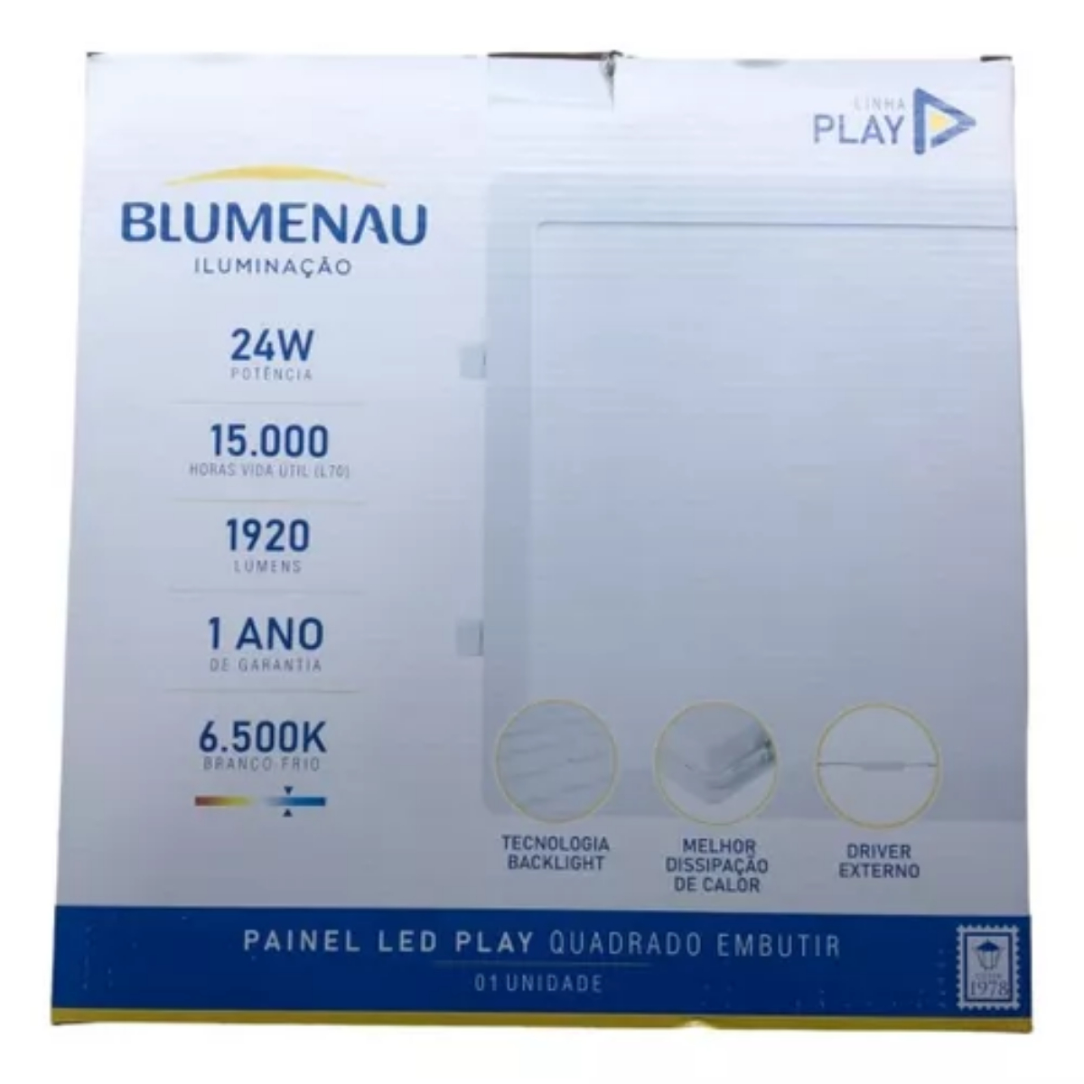 Painel Quadrado Embutir 24 W LED Play Bivolt 6.500 K 83646004 Blumenau Iluminação