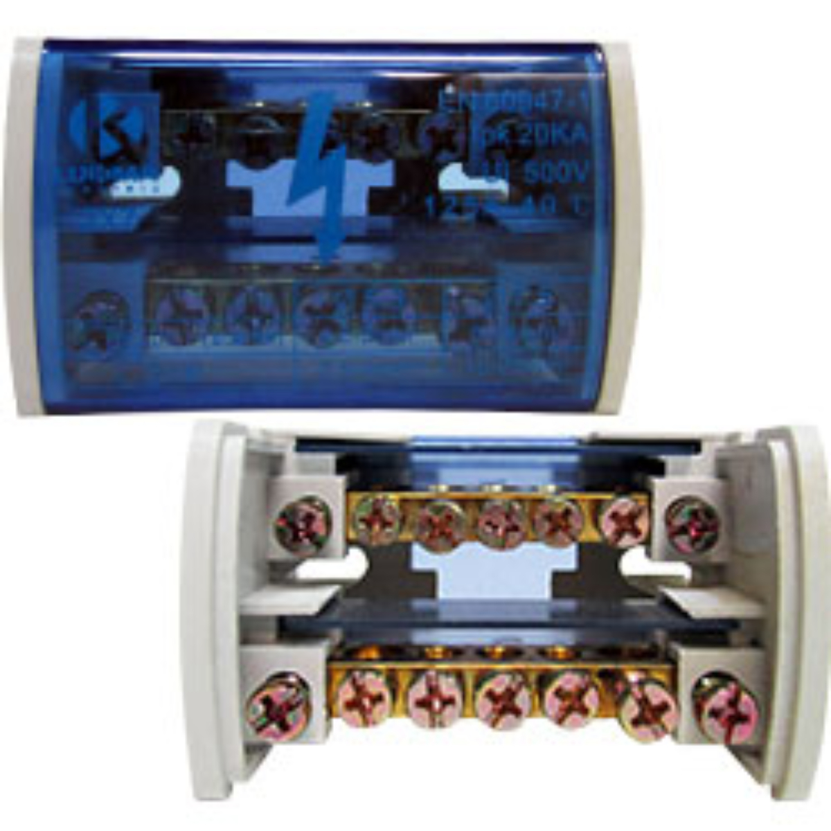 Bloco de Distribuição com 2 Barramentos e 7 Furos para Cabos de 6 a 16 mm² 29291 Lukma