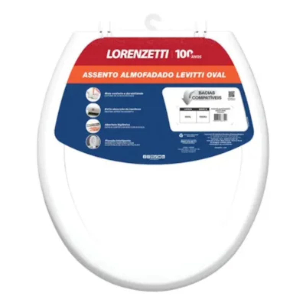 Assento Sanitario Almofadado Oval Branco Lorenzetti 7150111