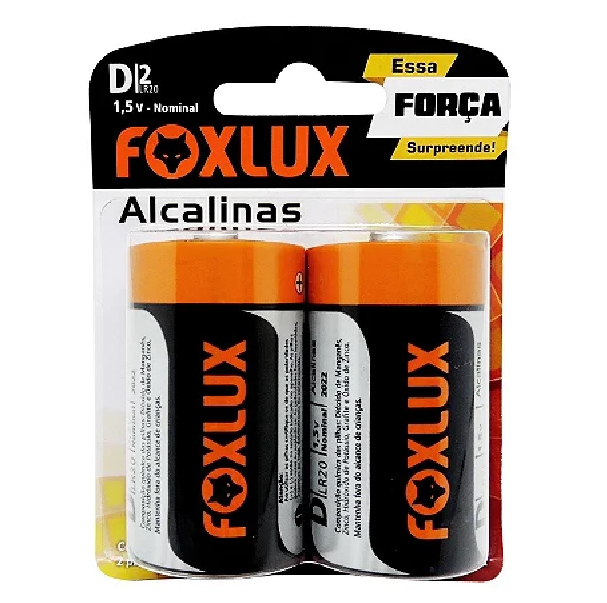 Pilha Alcalina Grande D Com 2 Peças 95.06 Foxlux