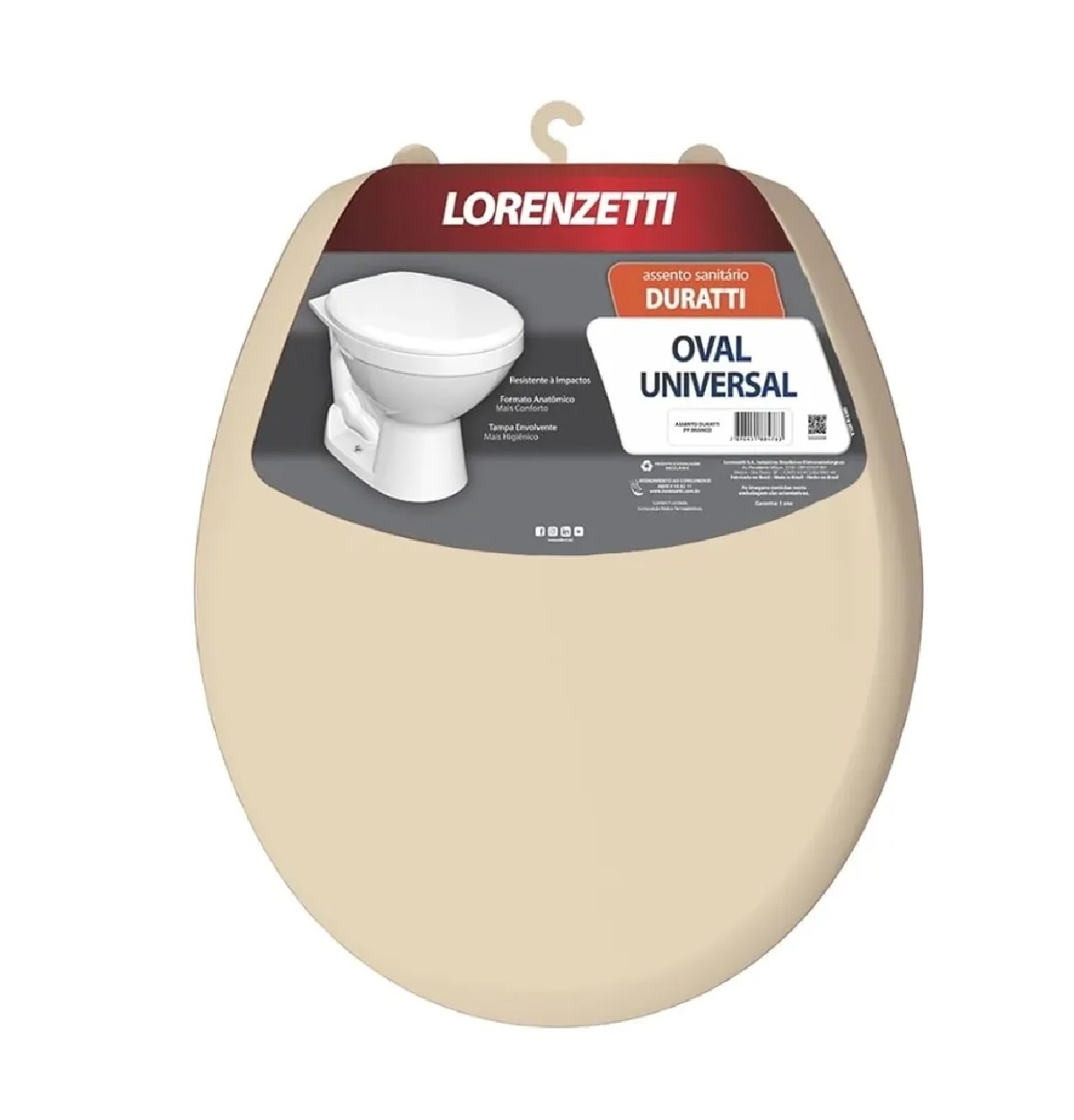 Tampa Vaso Assento Sanitario Universal Duratti Bege Lorenzetti