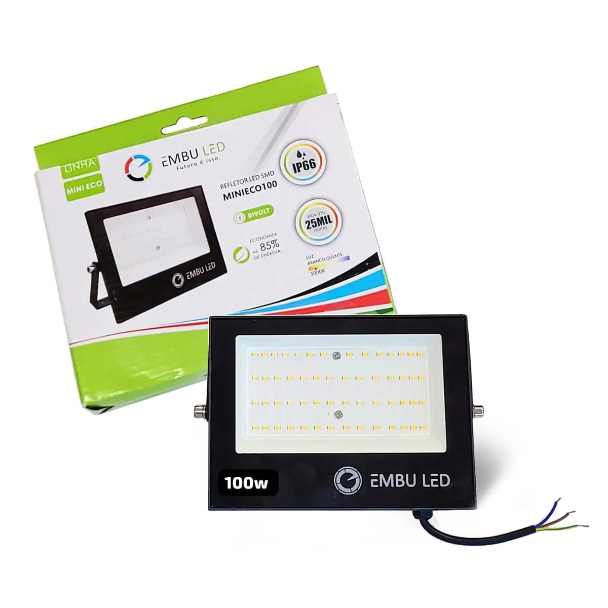 Projetor LED 100 W 6000 K Bivolt Mini 61364 Embuled