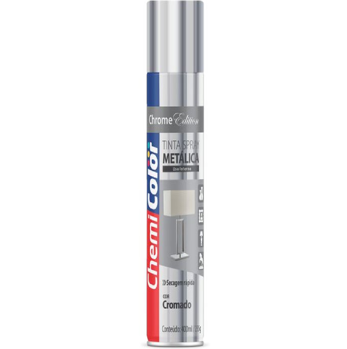 Spray Tinta Metalica Cromada 400 Ml Uso Geral Chemicolor