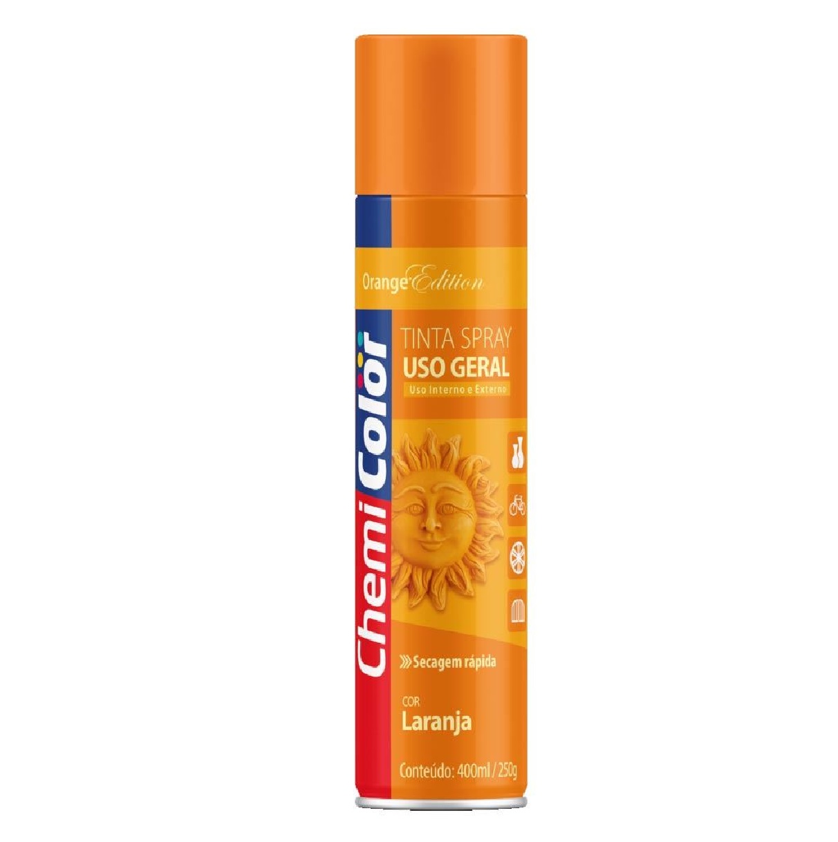 Tinta Spray Laranja Luminosa 400 Ml Uso Geral Chemicolor