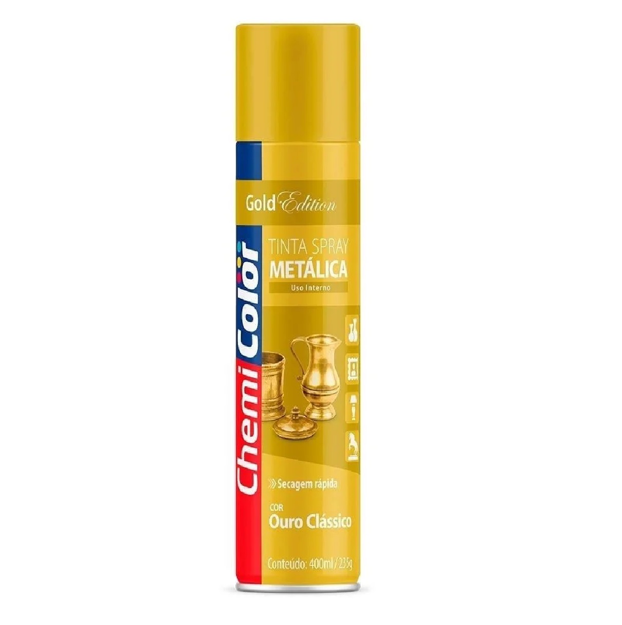 Spray Tinta Metalica Ouro 400 Ml Uso Geral Chemicolor