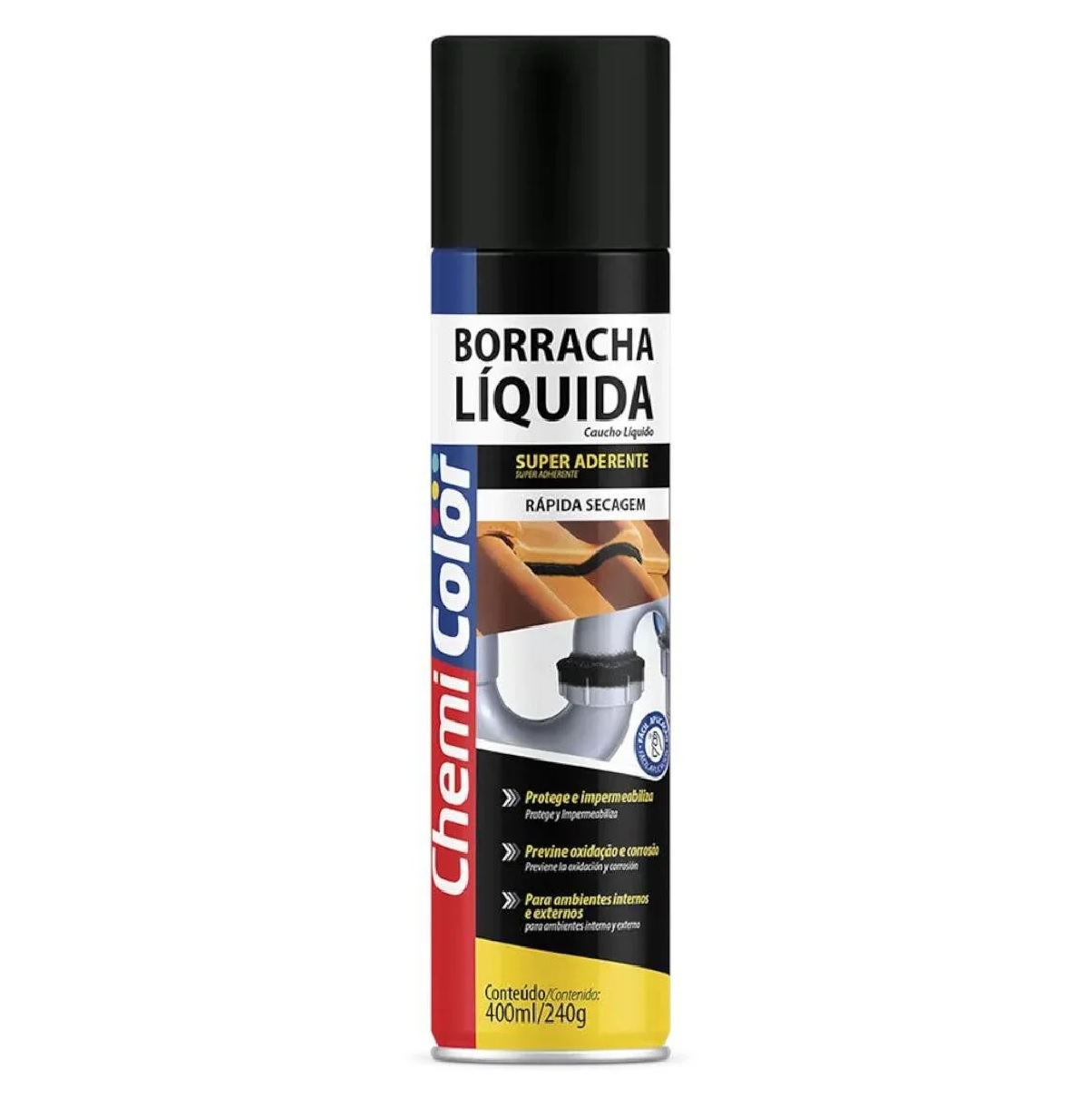 Spray Borracha Líquida Preta 400 Ml 240g Chemicolor