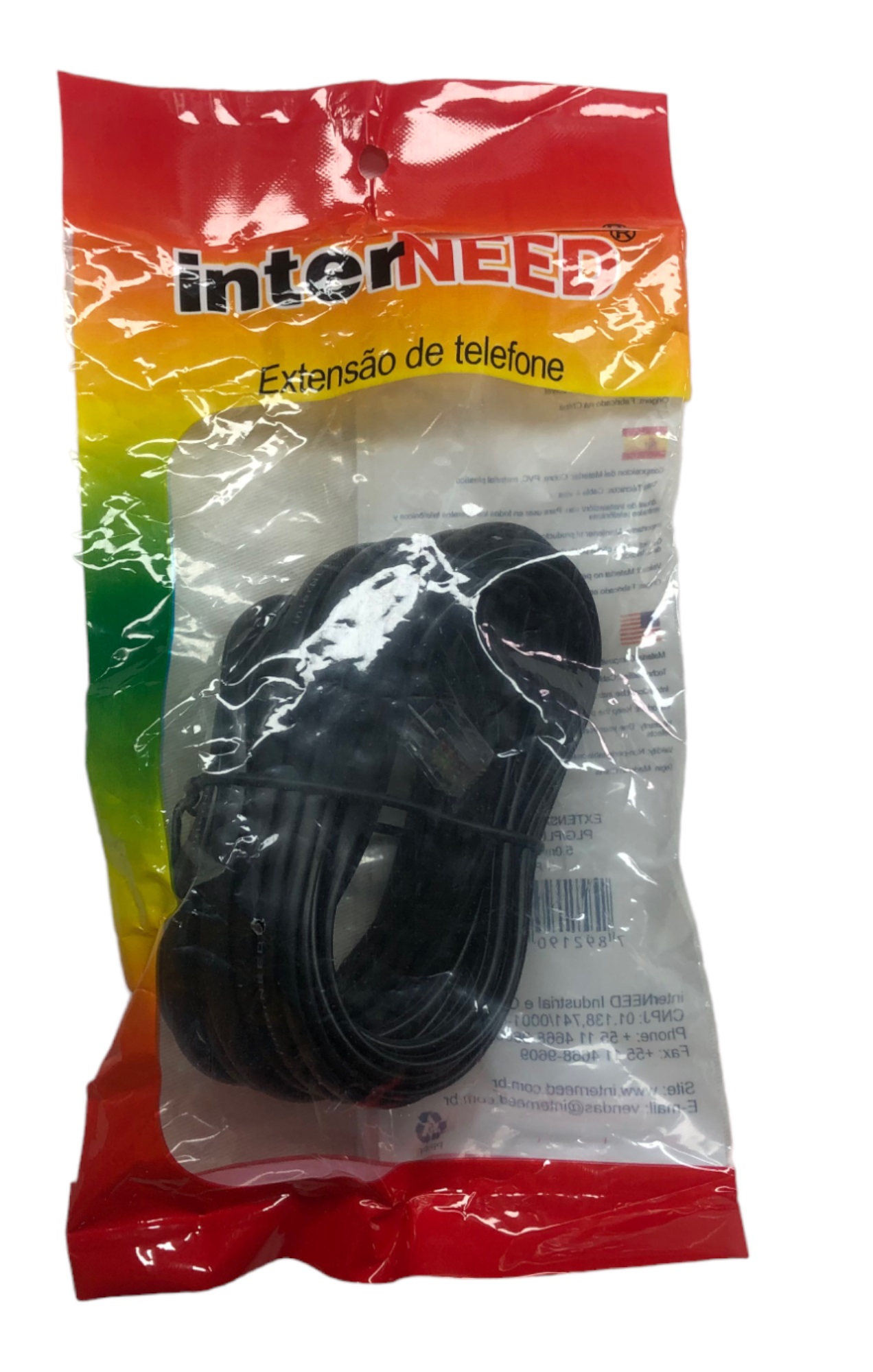 Extensão Telefônica RJ11 Jack/Jack 3 m Preta Interneed