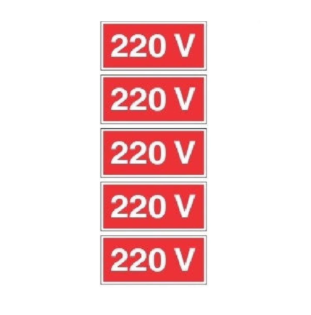 Etiqueta Resinada Voltagem 220 V Vermelha com 5 Peças 3M