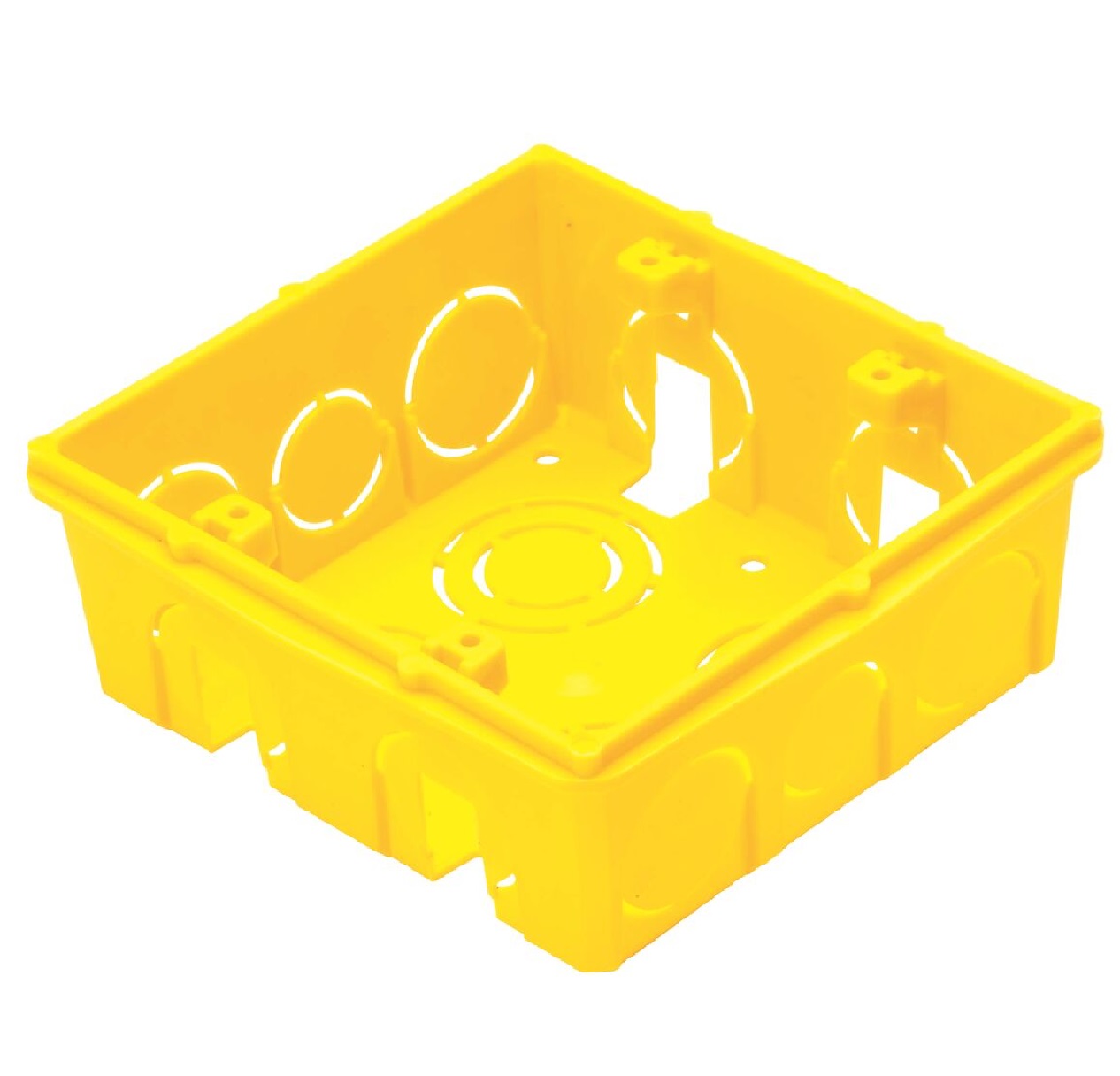 Caixa de Luz de Embutir 4 x 4 em PVC para Alvenaria Amarela Antichama Tramontina