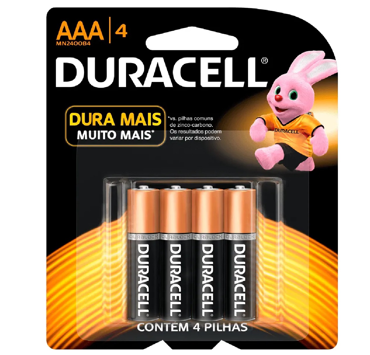 Pilha Alcalina AAA com 4 Unidades Duracell