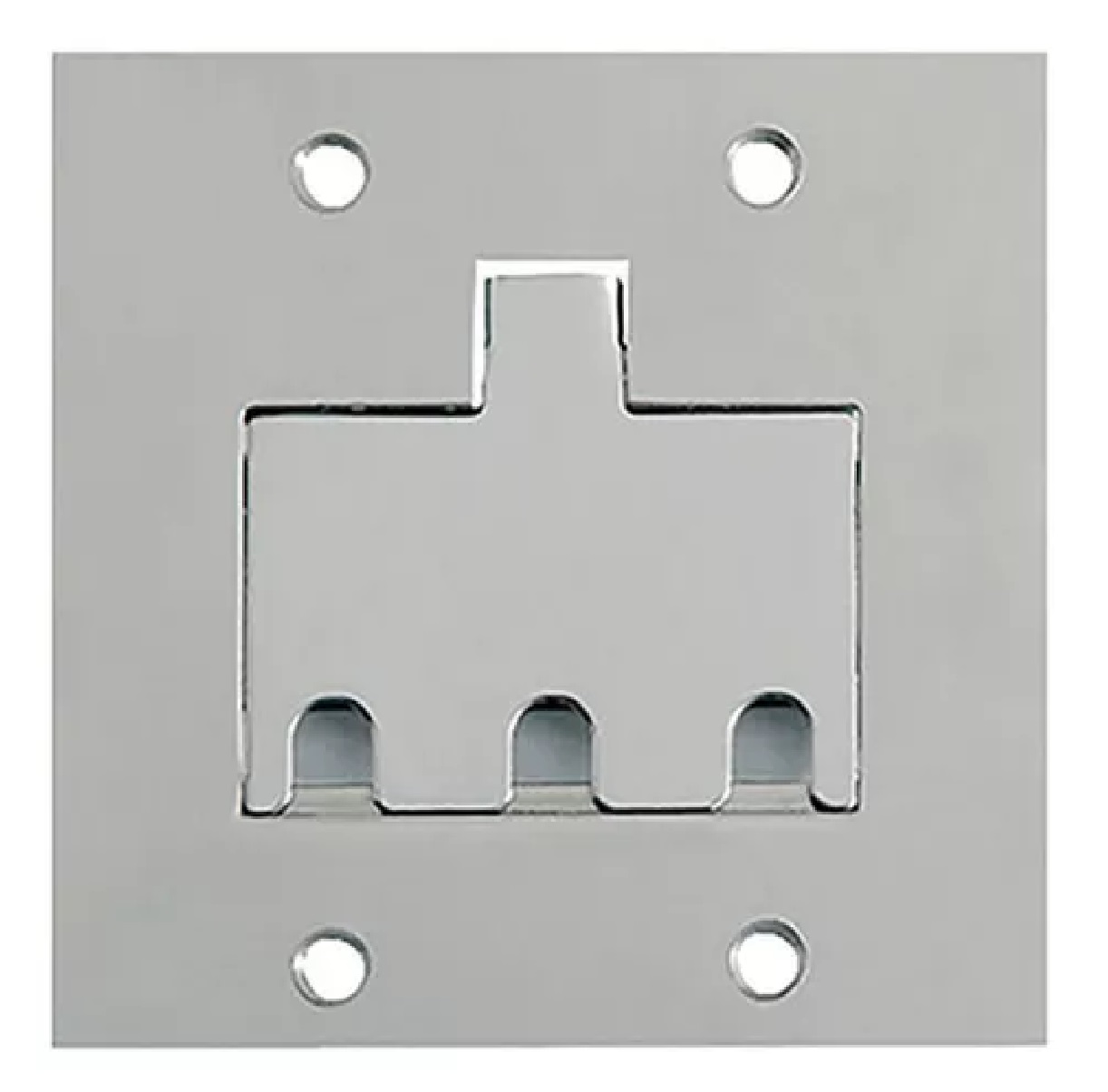 Espelho Placa Para Piso Alumínio 4x4 Para 3 RJ Unha Prateado Elétrica Bichuette
