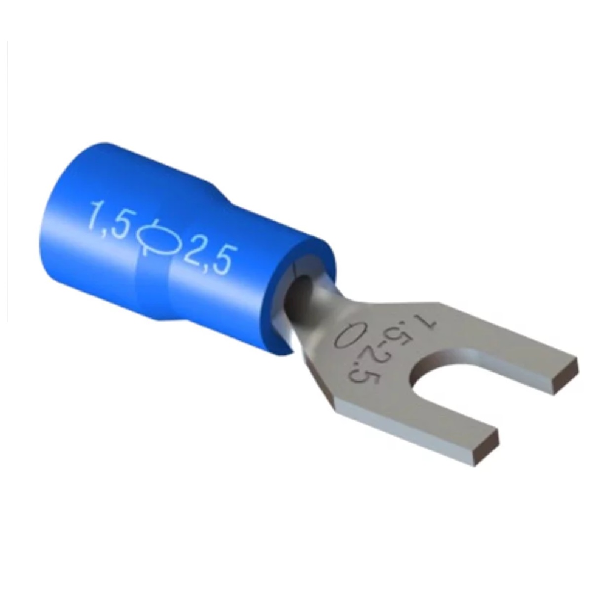 CONECTOR TERMINAL FORQUILHA GARFO PRE ISOLADO 1,5/2,5MM AZUL