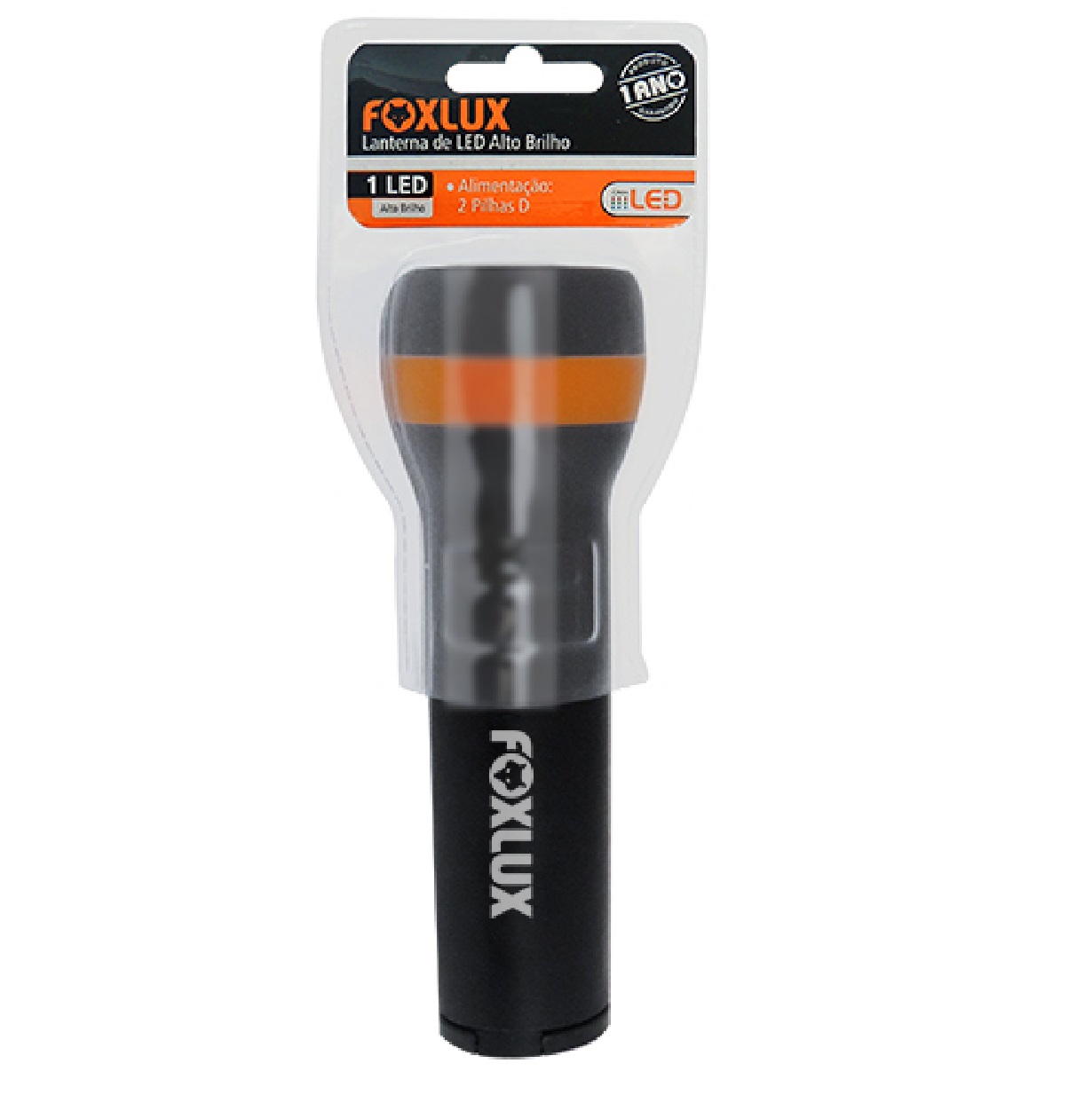 Lanterna Grande 1 LED em ABS Preta e Laranja 44.10 Foxlux