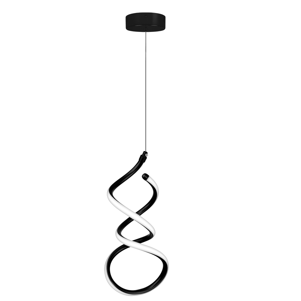 Pendente LED Espiral 365 mm 18 W 3000 K Bivolt Preto 60253001 Blumenau Iluminação