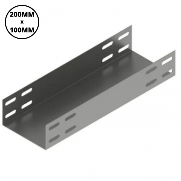 Eletrocalha Lisa Tipo U 200 x 100 mm Barra 2 m Piralux