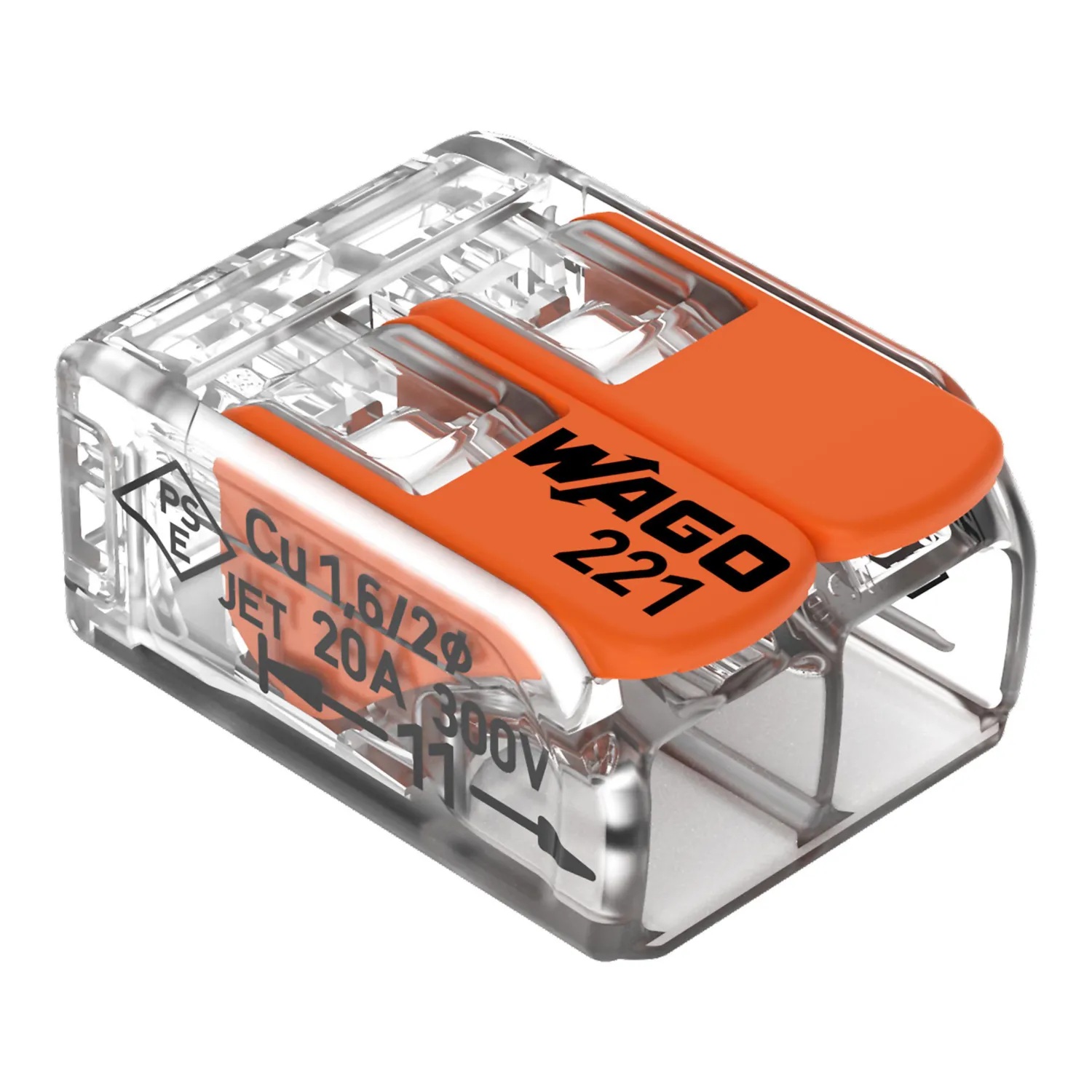 Conector de Emenda WAGO 2 Polos 0,14 a 4 mm² 32 A 221-412