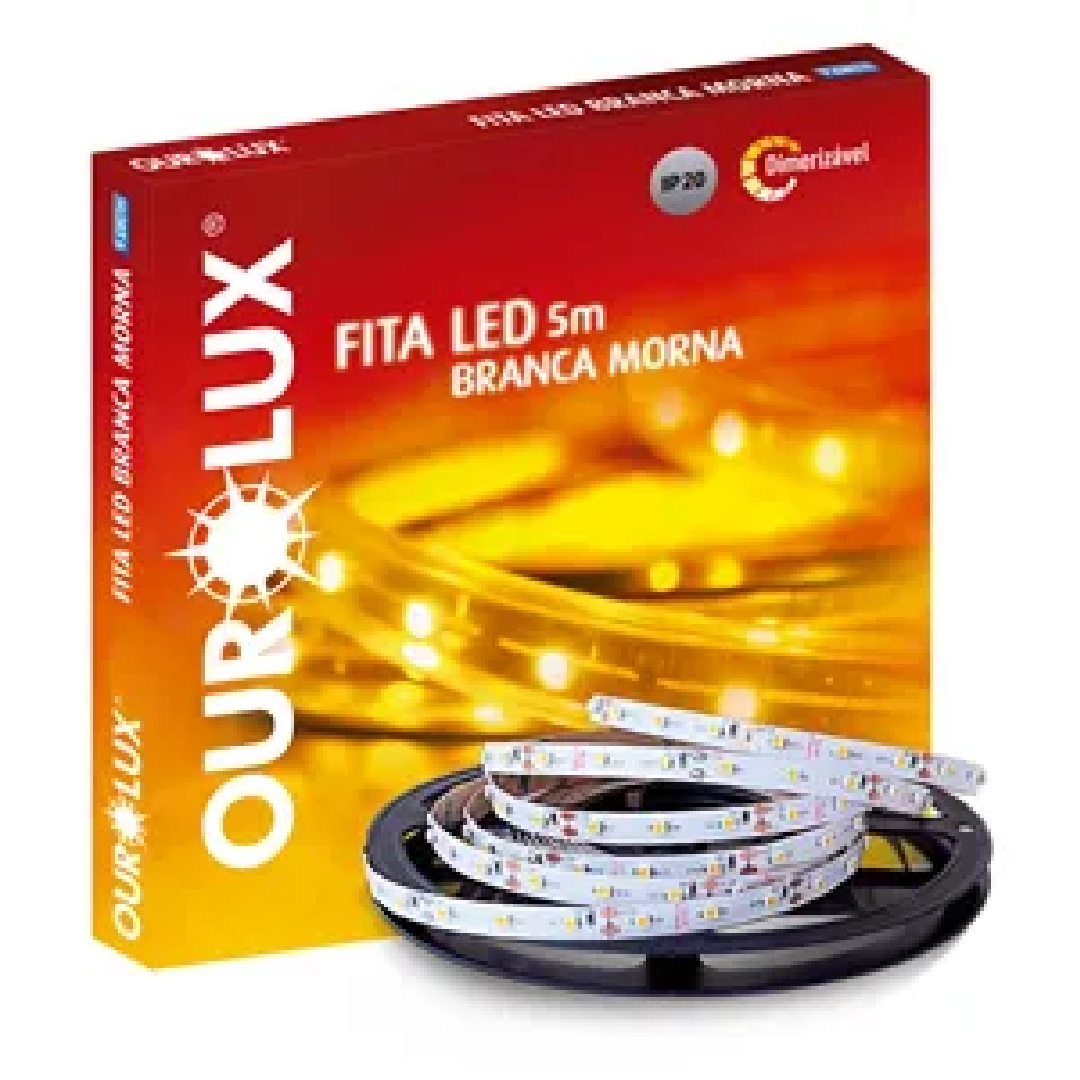 Fita LED SMD 2835 IP20 7 W/m 12 V 3000 K Rolo 5 m 05755 Ourolux
