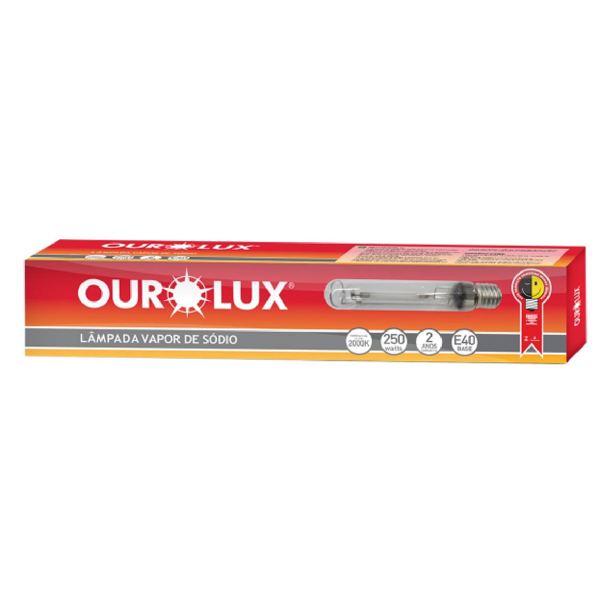 Lâmpada Vapor Sódio Tubular 250 W E40 01835 Ourolux