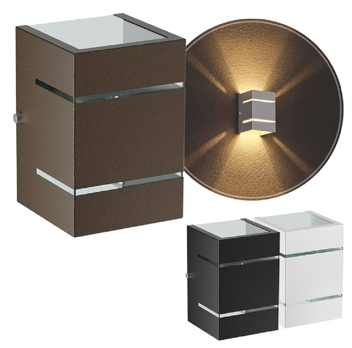 Arandela de Alumínio 2 Focos 3 Frisos 16 x 12 x 9 1x E27 Marrom MOD104MR Foco Iluminação