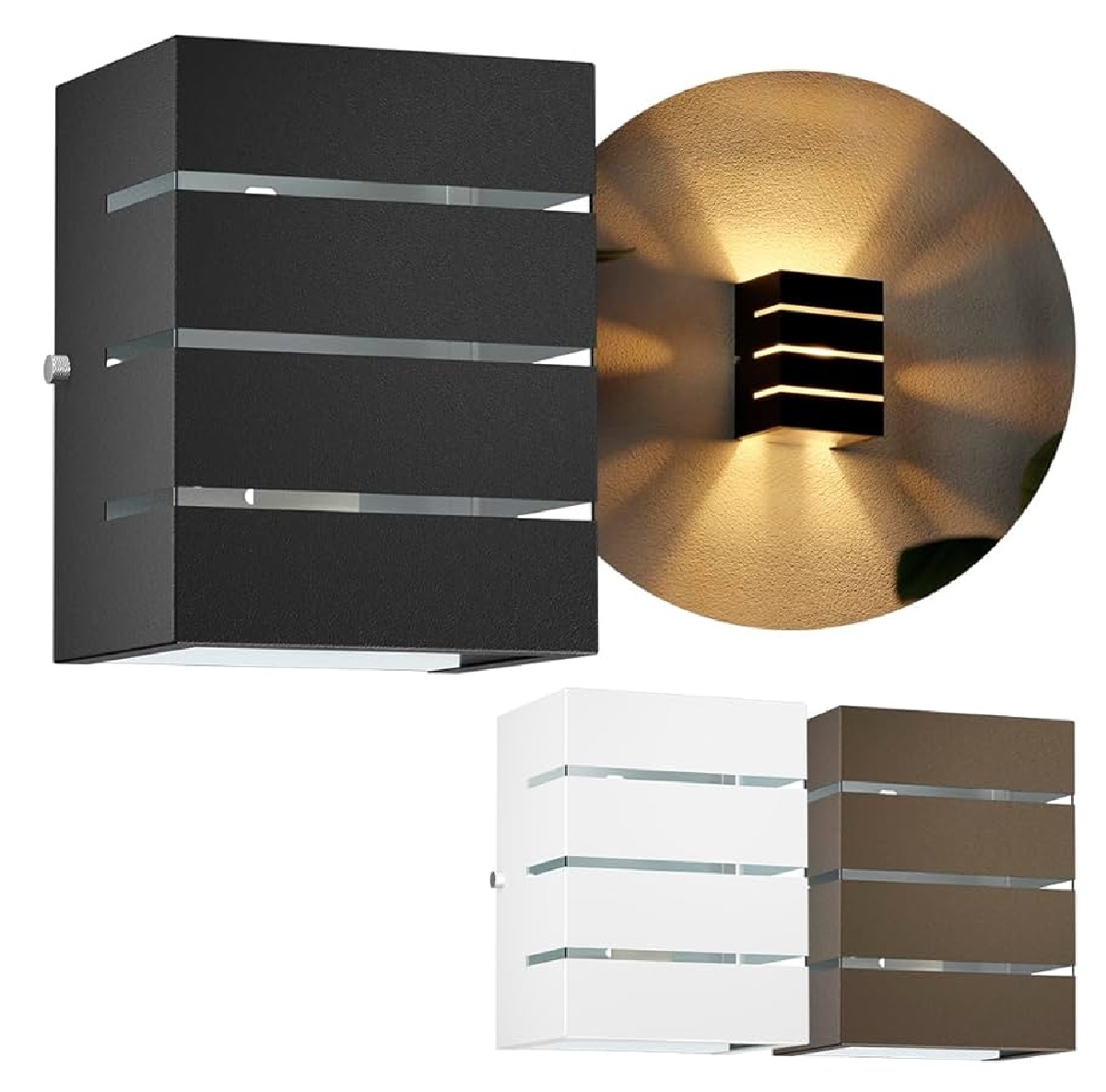 Arandela de Alumínio 2 Focos 3 Frisos 16 x 12 x 9 1x E27 Preto MOD104PT Foco Iluminação