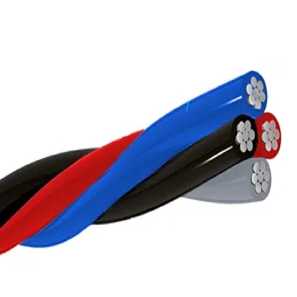 Cabo multiplexado 4 x 16,00 mm² Preto, cinza, vermelho e azul Elétrica Bichuette por Metro