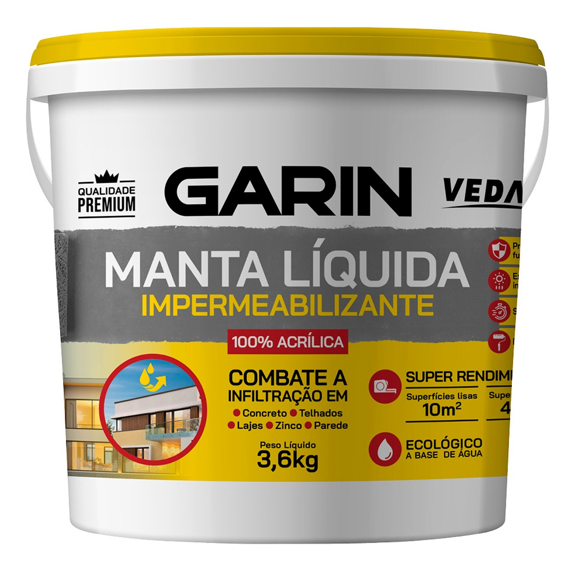 Manta Líquida Emborrachada Impermeabilizante 3,6 kg Branca Garin