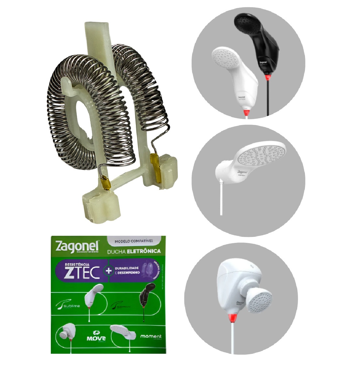 Resistência Ducha Moment Eletrônica/sublime/move 220 V 7500 W Prateado Polido Zagonel