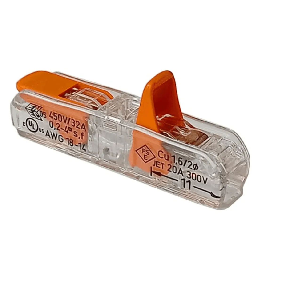 Conector Emenda 2 Polos Inline Flexível 32A 0,14-4,00mm² Wago 221-2411