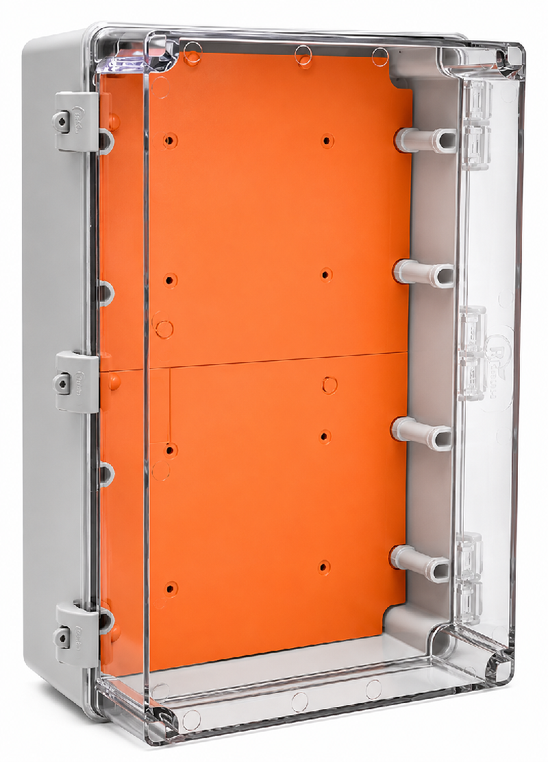 Quadro de Comando de Sobrepor PVC IP68 450 x 300 x 200 mm Cinza Completa Rohdbox Rohdina