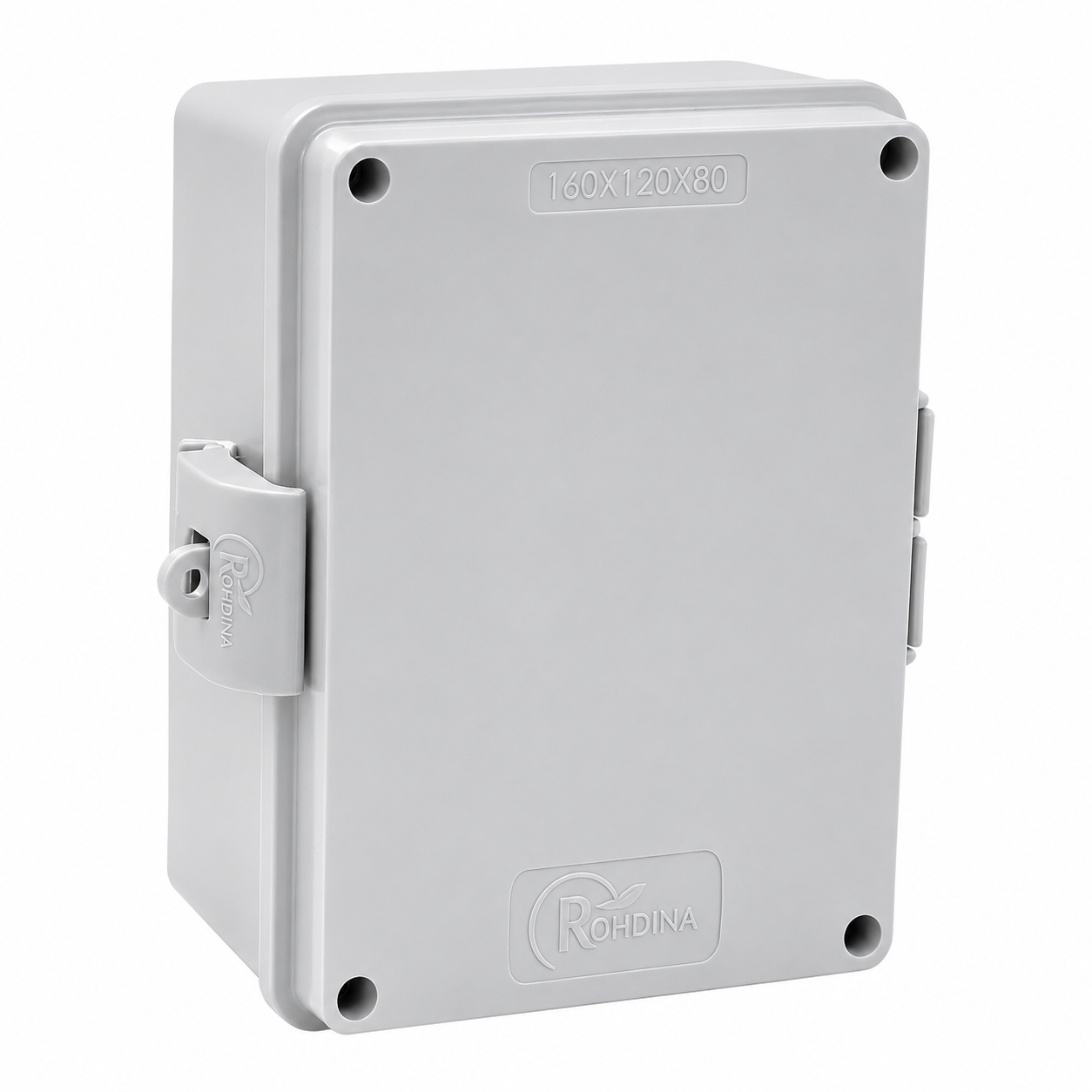 Caixa de Passagem de Sobrepor PVC IP68 160 x 120 x 80 mm Cinza Rohdbox Rohdina