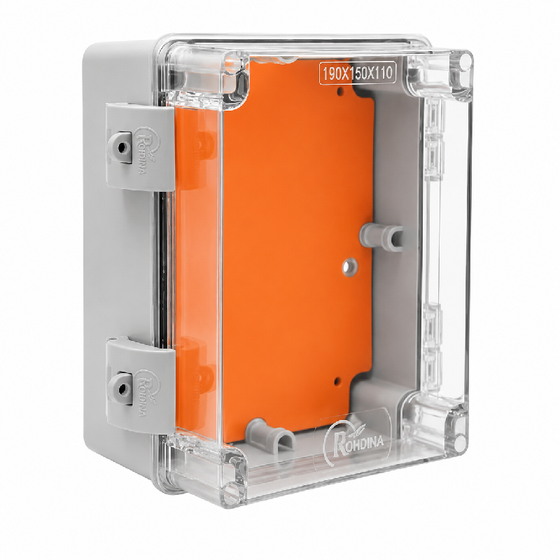 Caixa de Passagem de Sobrepor PVC IP68 190 x 150 x 110 mm Tampa Transparente Completa Rohdbox Rohdina