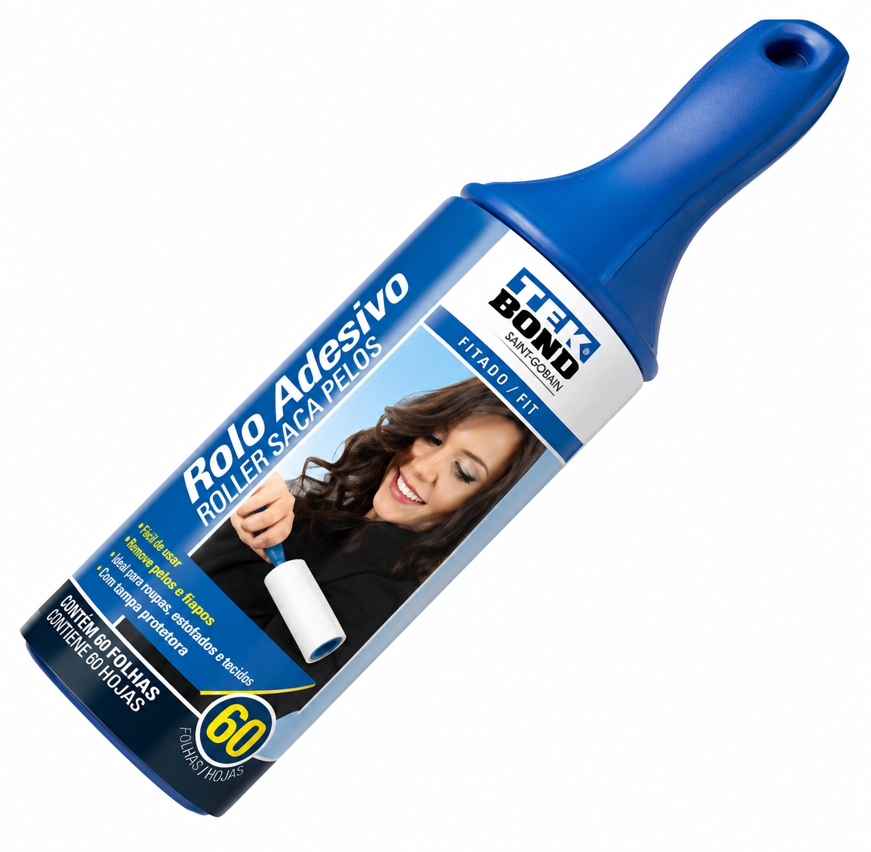 Rolo Adesivo Removedor de Pelos com 60 Folhas 100 mm Tekbond