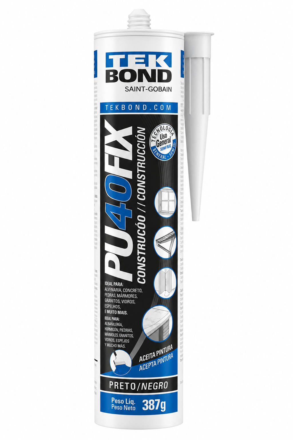 Adesivo Selante PU40 Fix Preto 387 g Tekbond