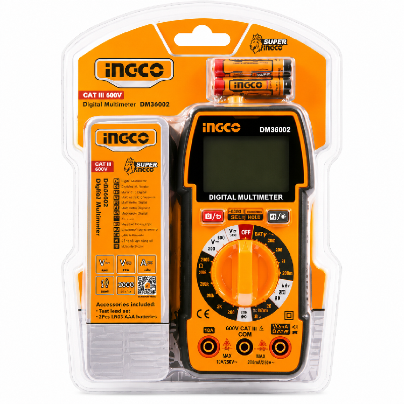 MULTIMETRO DIGITAL INGCO TRUE RMS REF DM36002