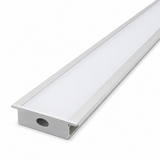 Perfil de Alumínio de Embutir x 3 m Branco EBFIL80188 Embuled